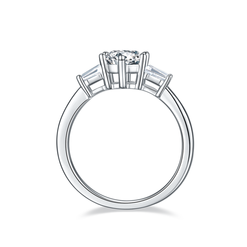 Classic宝格丽S925银镀白金MoissaniteWomen's Ring1ctD级